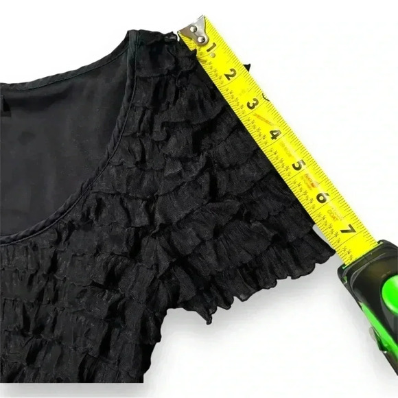 Betsy Johnson P Black Short Sleeve Ruffled Scoop Neck Bodycon Girly Minidress - Picture 8 of 16